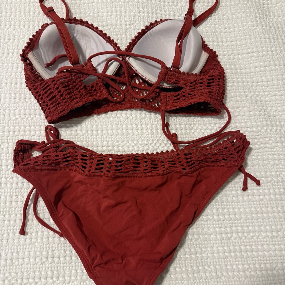 Robin Piccone Rust Crochet Bikini - Picture 2 of 3
